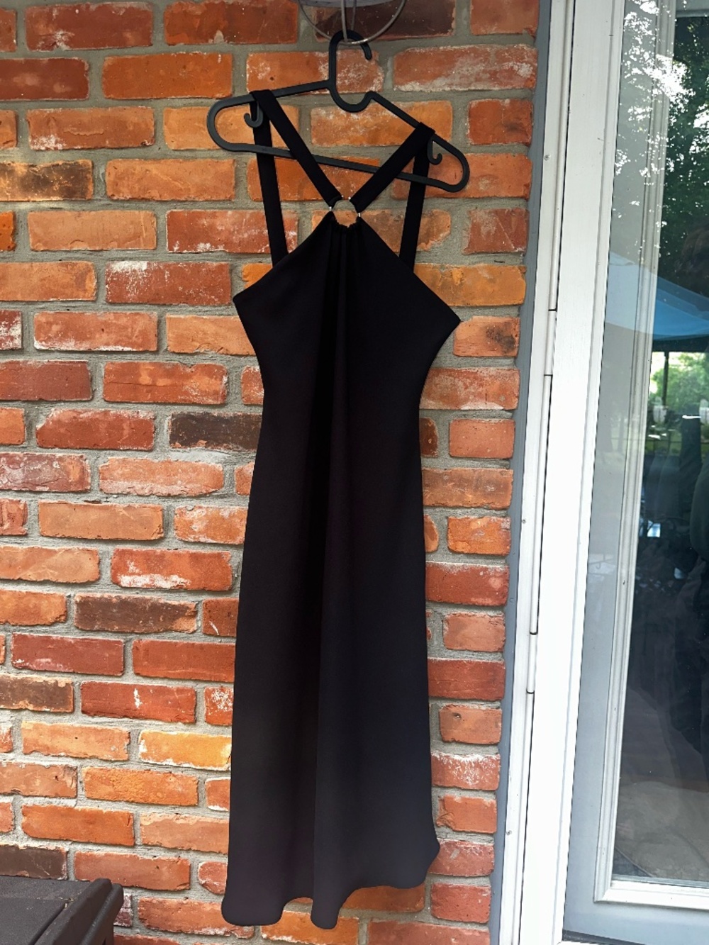 JONES WEAR DRESS Size 8 Sleeveless Lined Black Keyhole Knee Length Party